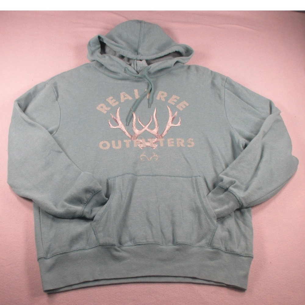 Realtree Outfitters Antler Graphic Hoodie Sage Green Size L Fleece Sweatshirt